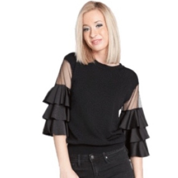 Rachel Zoe Tiered Ruffle Sleeve Sweater Size Large NWT - Picture 11 of 11